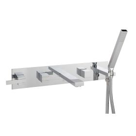 Just Taps Athena Lever 5 Hole Wall Mounted Bath Shower Mixer With Kit