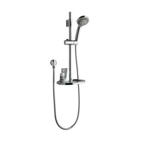 Eastbrook 617mm Tall Sliding Riser Kit with Round Soap Dish, Multiple Function Shower Handset &amp; Hose - Chrome