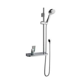 Eastbrook 700mm Tall Sliding Riser Kit with Rectangular Soap Dish, Shower Handset &amp; Hose - Chrome