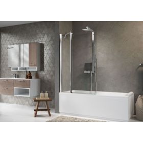 Novellini Aurora 3 - Two Section Bath Screen, 1 Hinged + 1 Fixed