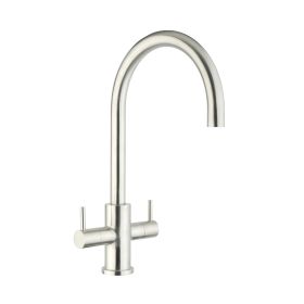 Just Taps Zecca Two Lever Mono Sink Mixer, Swivel Spout