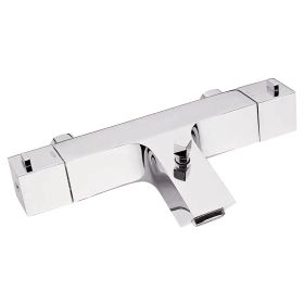 Just Taps Square deck mounted thermostatic bath shower mixer without kit-Chrome