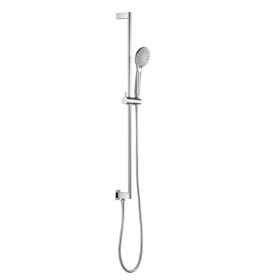 Just Taps Curve shower rail with an integrated wall outlet, hose, and multifunction hand shower