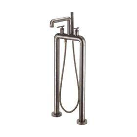 Crosswater UNION Free Standing Bath Filler & Shower Kit Levers Brushed Black Chrome