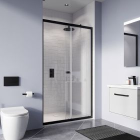 Crosswater Shower Enclosures Clear 6 Matt Black Single Sliding Door 1400mm