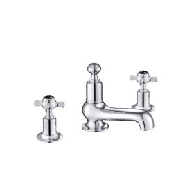 Just Taps Grosvenor Black, Pinch 3 Hole Deck Mounted Basin Mixer