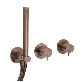 Just Taps VOS Modular Thermostatic Concealed 2 Outlet Shower Valve, Handset Brushed Bronze