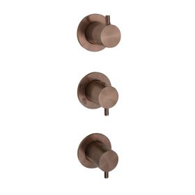 Just Taps VOS Modular Thermostatic Concealed 2 Outlet Shower Valve, Vertical Brushed Bronze