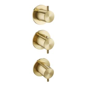 Just Taps VOS Modular Thermostatic Concealed 2 Outlet Shower Valve, Vertical Brushed Brass