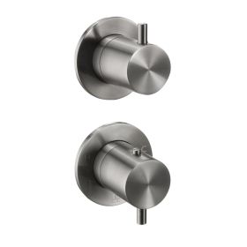 Just Taps VOS Modular Thermostatic Concealed 2 Outlet Shower Valve-Brushed Black