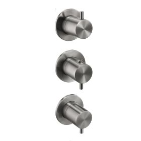Just Taps VOS Modular Thermostatic Concealed 3 Outlet Shower Valve, Vertical Brushed Black