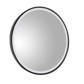 Just Taps VOS Round LED Illuminated Bathroom Mirror With Light Matt Black 600mm