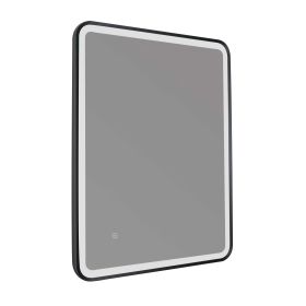 Just Taps HIX Rectangular LED Illuminated Bathroom Mirror 800mm H x 600mm W With Light Matt Black