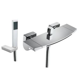 Just Taps Flow Wall Mounted Bath Shower Mixer with Kit