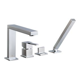 Just Taps Athena Lever Single Lever 4 Hole Bath Shower Mixer With Kit
