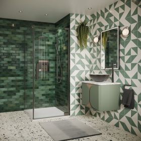 Crosswater Asura 8mm Hinged Door (width-1000mm)  with Side Panel 900mm And Sleek Handle-Slate