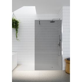 Tissino Armano Grey Glass Panel with Wall Profile and Stabilising Bar
