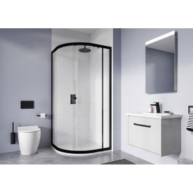 Crosswater Clear 6 Quadrant Single Door 1200x800mm Matt Black
