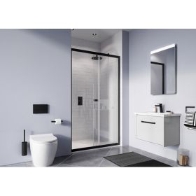 Crosswater  Shower Enclosures  Clear 6 Single Sliding Door 1100mm Matt Black