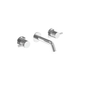 Saneux COS 3 Tap Hole Wall mounted KIT - w/ Short spout (130mm) w/ Knurled handle - Chrome