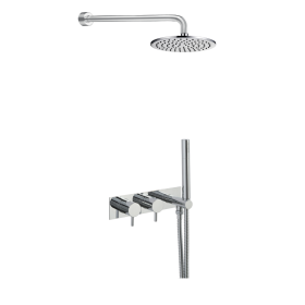 Just Taps Round Thermostat with Attached Handshower and Overhead
