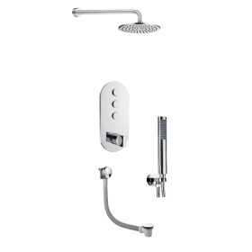 Just Taps Leo 3 Outlet Touch Thermostat with Overhead, Hand Shower & Bath Filler