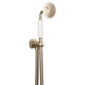 Crosswater Belgravia Shower Handset, Wall Outlet & Hose-Brushed Brass