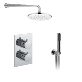 Just Taps Plus Round Thermostatic Concealed 2 Outlet Shower Pack