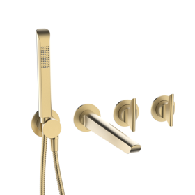 Crosswater Foile Module 2 Outlet 2 Handle Trimset, Bath Spout & Handset
