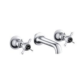 Just Taps Grosvenor Black, Pinch 3 Hole Wall Mounted Basin Mixer