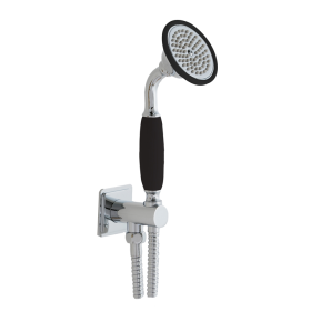 Just Taps Grosvenor Round Water Outlet and Holder Hose with Handset - Chrome and Matt Black