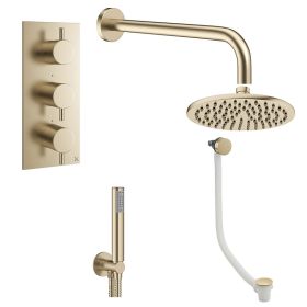 Crosswater MPRO 3 Outlet 3-Handle Bath / Shower Bundle - Brushed Brass 