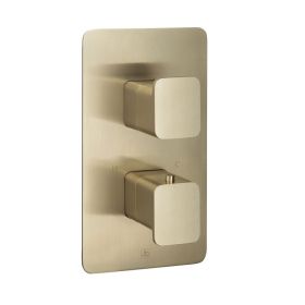 Just Taps Hix Brushed Brass Single Outlet Thermostatic Shower Valve