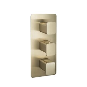 Just Taps Hix Brushed Brass Portrait Twin Outlet Thermostatic Shower Valve