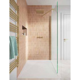 Crosswater Gallery 8 with Toughened Glass Panels & Wall Profile Brushed Brass