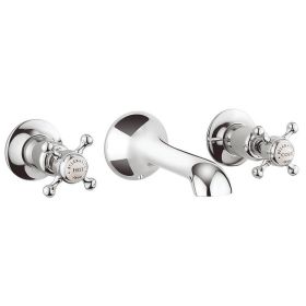Crosswater Belgravia Crosshead Basin 3 Hole Set wall mounted-Chrome