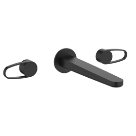 Crosswater LAZO Matt Black Basin 3 Hole Set Wall Mounted