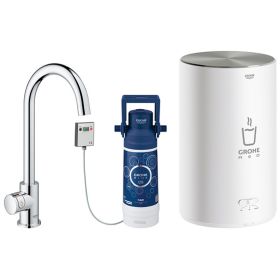 Grohe Red Mono Pillar Chrome Kitchen Sink Mixer Tap With M Size Boiler – 30060001