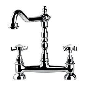 Clearwater Baroc Bridge Twin Lever Monobloc Kitchen Sink Mixer Tap