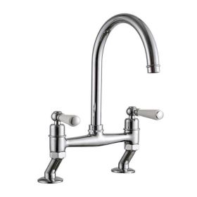 Clearwater Dephini Bridge C Twin Lever Kitchen Sink Mixer Tap