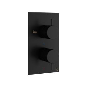 Crosswater MPRO 2 Outlet 2 Handle Thermostatic Bath Shower Valve Matt Black