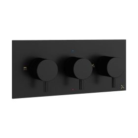 Crosswater MPRO 2 Outlet 3 Handle Thermostatic Shower Valve Matt Black 
