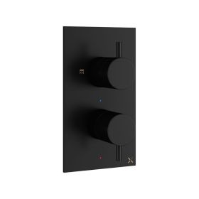 Crosswater MPRO 2 Outlet 2 Handle Thermostatic Shower Valve Matt Black 