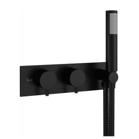 Crosswater MPRO 2 Outlet 2 Handle Matt Black Thermostatic Bath Shower Valve with Kit