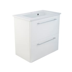 Just Taps Pace 600 wall mounted unit with two drawers – White