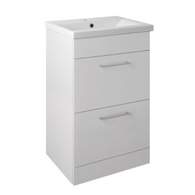 Just Taps Pace 500 Floor Standing Unit with Drawers and Basin – White