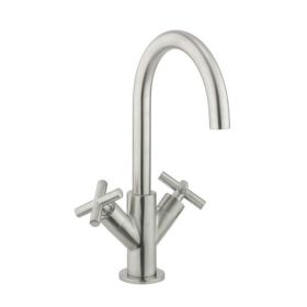 Crosswater MPRO Crosshead Basin Monobloc Brushed Stainless Steel Effect