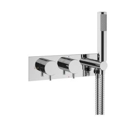 Crosswater MPRO 2 Outlet 2 Handle  Chrome Thermostatic Bath Valve & Handset