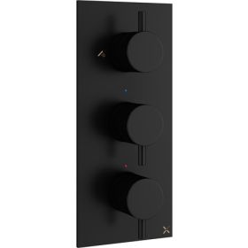 Crosswater MPRO 3 Outlet 3 Handle Thermostatic Bath Shower Valve Matt Black 