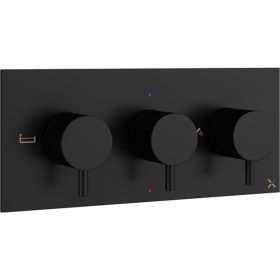 Crosswater MPRO 3 Outlet 3 Handle Thermostatic Bath Shower Valve Matt Black 